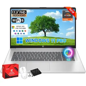 HP 17 inch Business Laptop Computer, 17.3" FHD Display, AMD Ryzen 5 7430U, Windows 11 Pro, Numeric Keypad, WiFi 6 (Up to 32GB RAM + Up to 1TB SSD)