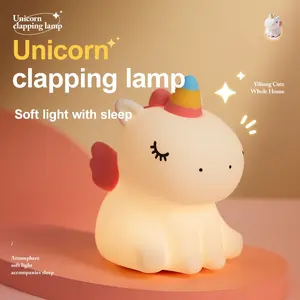 Cute Unicorn Design Night Light, 1 Count USB Rechargeable 3 Level Dimmable Silicone Night Light, Funny Office Desk and Bedroom Decor, Gifts for Mother's Day,Birthday Gift
