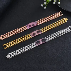 Personalized Eye Engraved Bar Bracelet in Watch Style