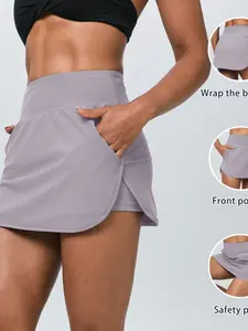 Fake Two-Piece Skirt Pants, Multi-Pocket Shorts, Sporty Running Pants, Comfortable and Stylish, Ideal for Active Lifestyles, Tennis Skirt