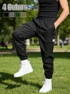 Men’s Spring/Autumn Casual Cargo Pants, One-Pair Pack — Multi-pocket cargo pants with an adjustable drawstring waist and jogger cuffs, suitable for everyday wear, outdoor hiking, and team-building activities.