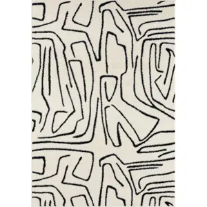 Gabriella Cream Black Abstract Area Rug