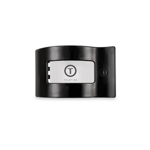 TELETIES - Jet Black Small Flat Rectangle Hair Clip - Lay Flat, Strong Grip, Nearly Unbreakable