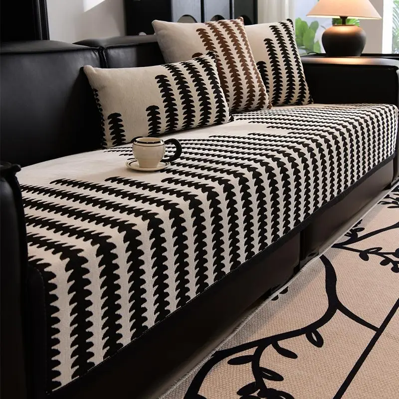 Striped Pattern Decorative Sofa Cover, 1 Count Non-Slip Cushion Sofa Protector, Soft Comfortable Couch Cover, Perfect for Living Room and Bedroom Decor, Durable cushion cover for home protection, Sofa Couch Covers, Sofa Slipcover