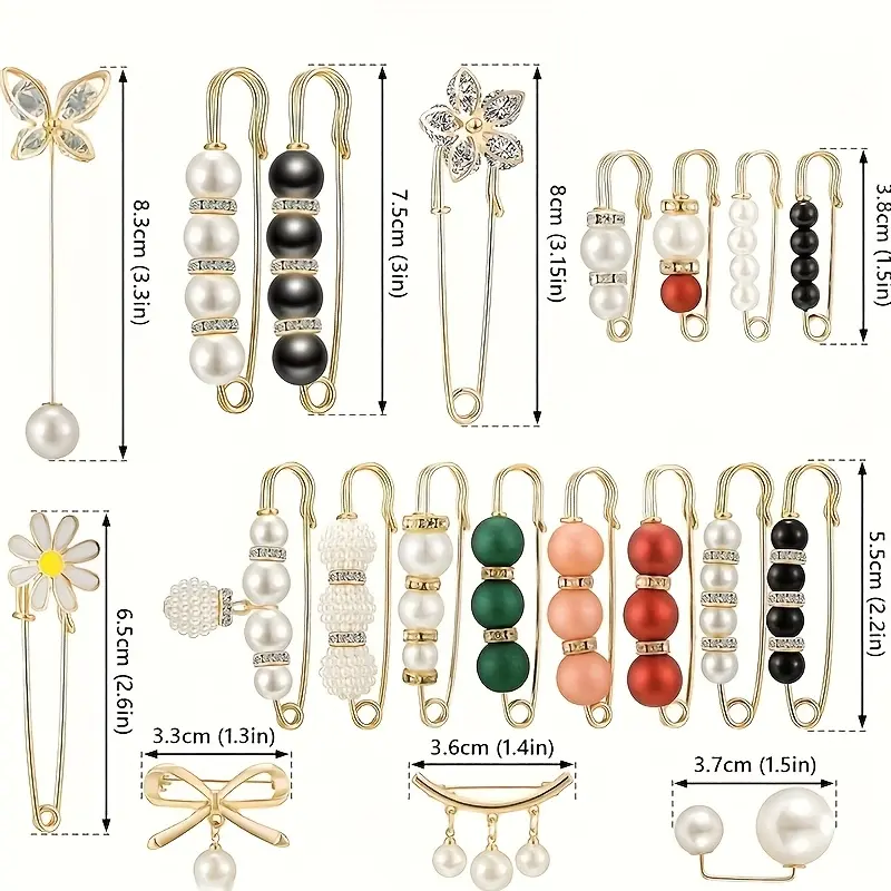 Women's Beaded Adjustable Clips, 26/39/46 PC Set for Clothes & Dress Tightening, Assorted Multi-Color Styles, Ideal for Daily Use & Gifting