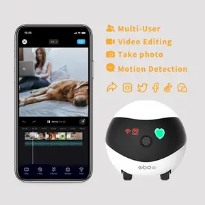Enabot EBO SE Home Security Camera 1080P Indoor Battery Operated 360° Coverage Night Vision Two-Way Communication Remote Control APP Control Automatic Charging Multi-User Video Editing Take Photo Motion Detection Monitoring Christmas Gift