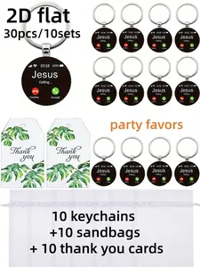 30pcs/10sets Keychain Gift Set, Keychain Charm, Religious Souvenirs, Perfect for Christmas, Thanksgiving, Anniversaries, Baptism, First Communion, Wedding, Party Gifts