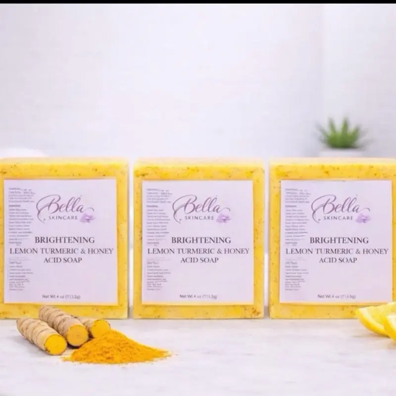 Bella Turmeric Facial Cleansing Soap, 3-Piece Set for All Skin Types
