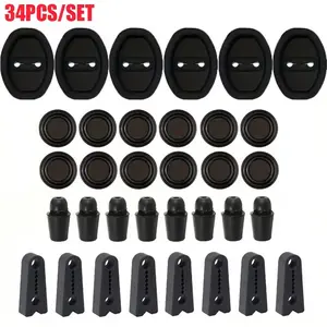 34-Piece Car Door Lock Protection Set, Includes Shock Absorbers, Noise Reduction Pads, Essential Auto Accessories for Complete Protection