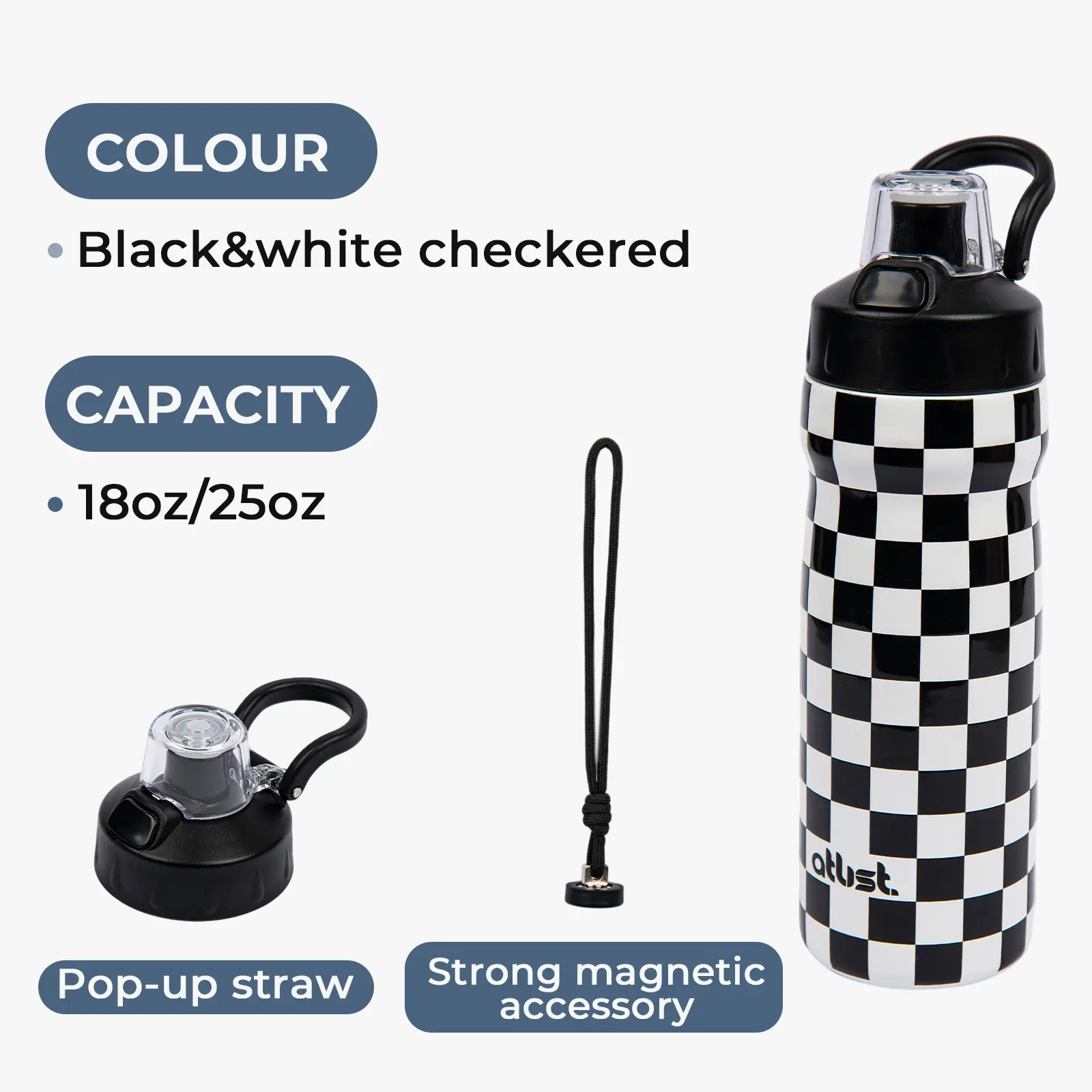 [Summerwins]ATLIST Lightweight Stainless Bike Water Bottle 18oz High Flow Cycling Sports Squeeze Bottle for Active Lifestyles