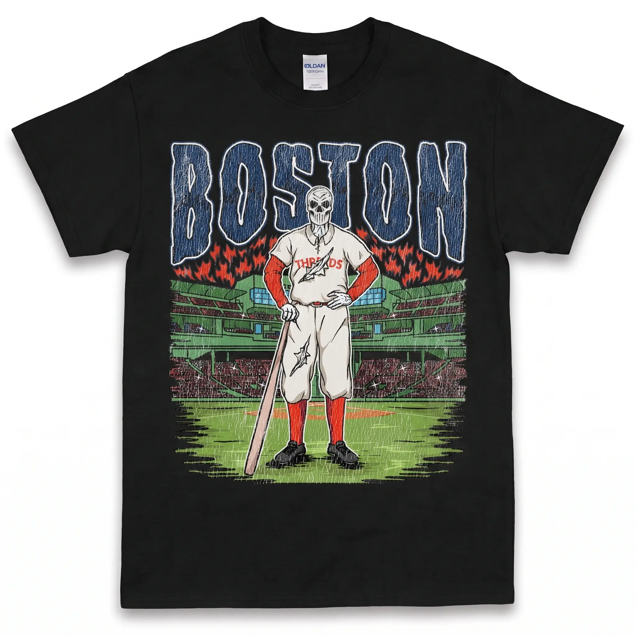[Sale Up To 50%] Fire Skeleton Boston Baseball T-Shirt, Red Sox Mascot Baseball Shirt, Boston Baseball Game Day Graphic Tee, Red Sox Baseball Fan Streetwear