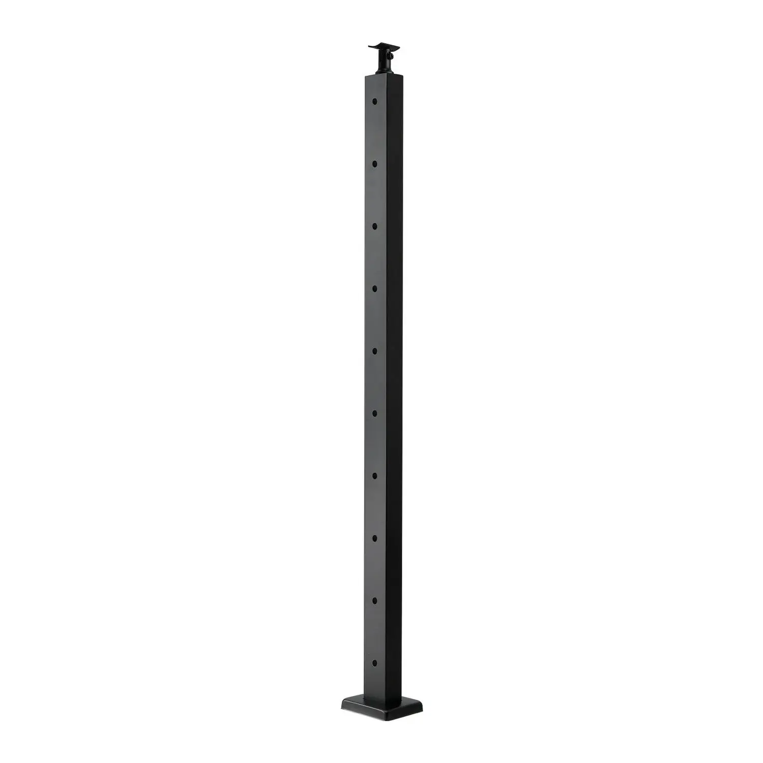 1-Pack Cable Railing Post, 36x2x2 In Horizontal-Hole Deck Railing Post with Pre-Drilled Holes, Stainless Steel Cable Rail Post with Horizontal and Curved Bracket, Black, 1JZLGZXHS9148RVYS001V0