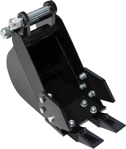 Narrow Digging Bucket 7.87in Mini Excavator Attachments, Hole Diameter 0.98in, Center Wheelbase 3.54in, Bucket Metal Trenching Digger with Metal Teeth