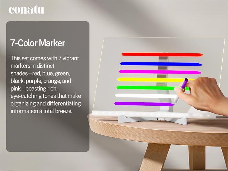 Conatu 儿童亚克力画板，亚克力干擦发光板，带支架、马克笔、湿巾、喷雾瓶和描图纸，可擦写重复使用，适合儿童学习，是生日、万圣节、圣诞节的理想礼物，也可作装饰霓虹灯。