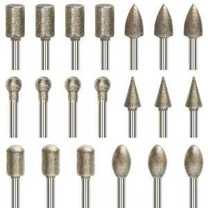 Diamond Drill Grinding Bit Set, Stone Carving Rotary Tools Polishing Kits Diamond-Coated with 1/8-inch Shank Universal Fitment for Stone Glass Ceramics