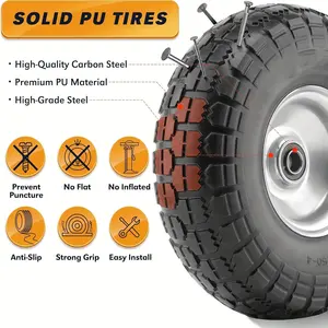 10-Inch Solid Tire, 4.10/3.50-4 Rubber Wheel, Replacement Tire for Hand Trucks, Durable Spike-Resistant, Fits Hand Trucks, Trailers, Unicycles, Vans