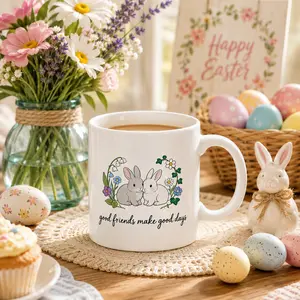Novelty Bunny Coffee Mug with Hidden Funny ,Cute Rabbit Ceramic Mug for Coffee, Tea & Spring Gifts for Women ﻿