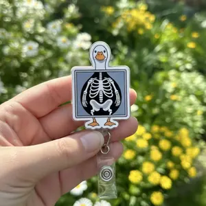 Xray Goose Badge Reel, Cute Xray Badge Reel, Radiology Badge Holder, Silly Goose Xray Badge, Rad Tech Gift, Retractable Pastel Medical ID Holder