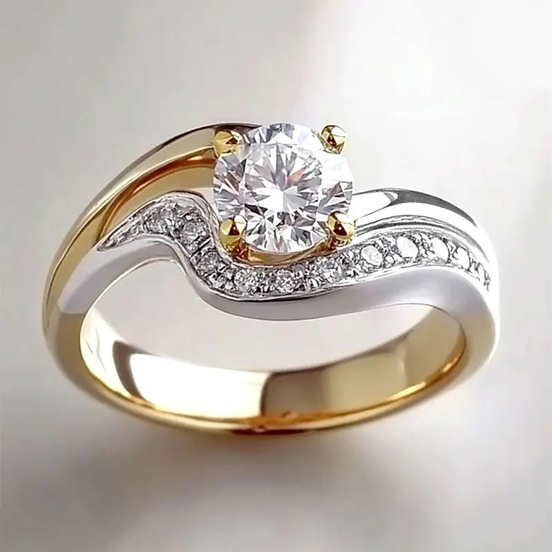 1 PC Charm Cubic Zirconia Elegant Glittering Jewelry Ring For Women Wedding Valentine's Day Gift
