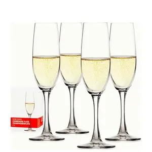 Wine Lovers Champagne Glasses Set of 4 - European-Made Crystal, Classic Stemmed, 6.7 oz, Dishwasher Safe, Professional Quality Wine Gift Set