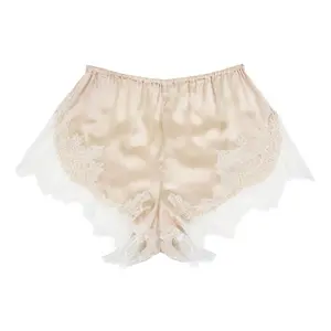 Dune with White Caudry Lace Silk Shorts