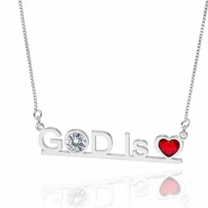 God Is Love Necklace in Silver or Gold Plating - Minimalist Chain Design for Daily Wear, Perfect Anniversary or Birthday Gift for Women Inspirational