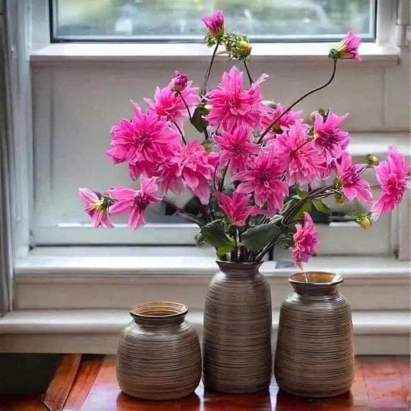 Bình Cắm Hoa Gốm Sứ Bát Tràng Men Nâu Mộc Vai Vuông ,Bình Miệng Loe Cắm Hoa Decor Phòng