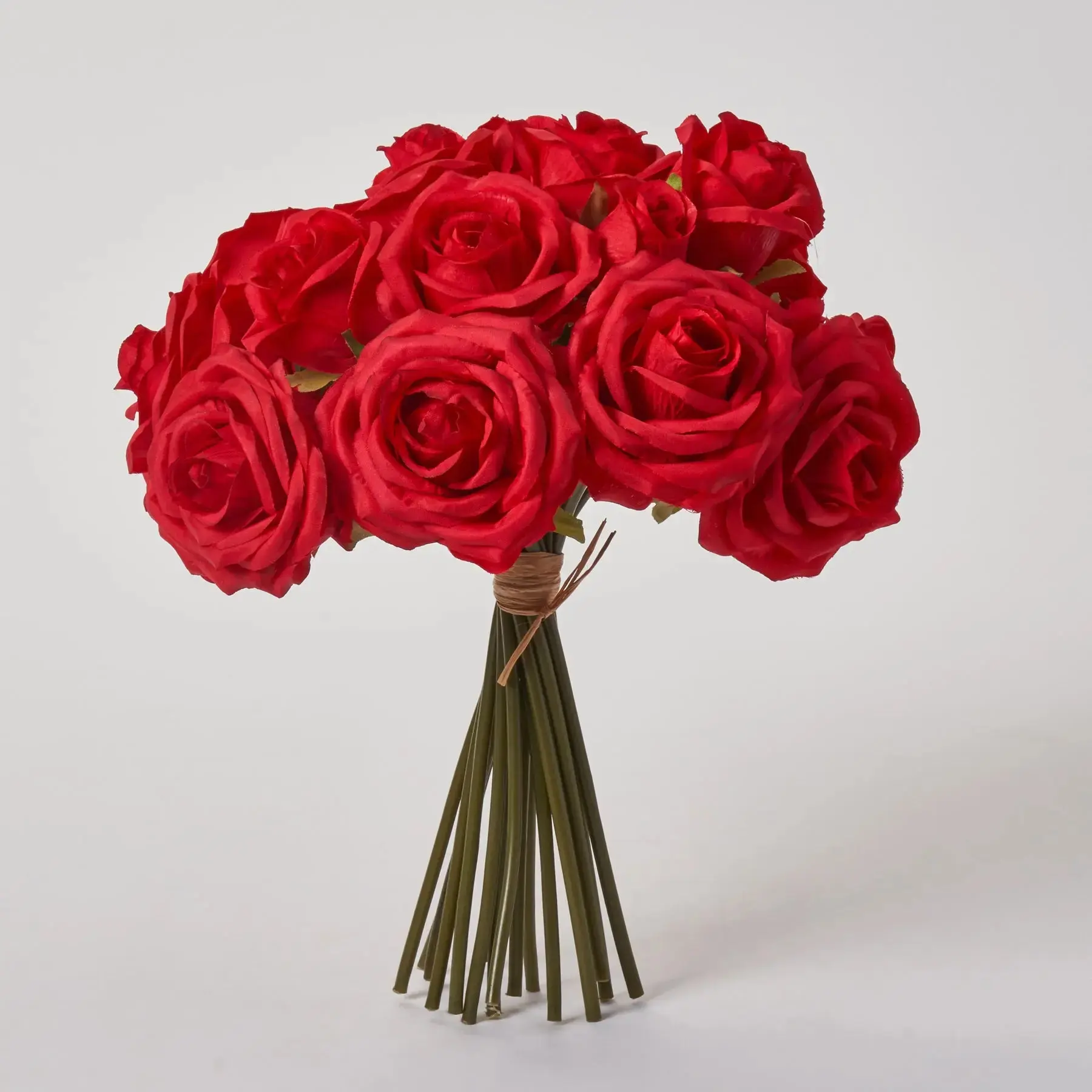 17-Stem Classic Red Silk Rose Bouquet, 11" Home Decor Floral Decor for Home Supplies
