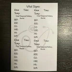 Vital Signs Sticky Notes for Nurses & Nursing Assistants. - 50 sheets per pad, 4x6 in size 4pt Triage Design- Simple Design