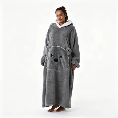 Msrlassn Cute Cartoon Pattern Hooded Blanket as Birthday Christmas Gifts for Mom Women Girlfriend Men, Halloween Oversized Wearable Hooded Sweatshirt Pullover, Large Warm and Cozy Loungewear Womenswear Large Pocket Pajamas