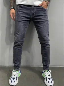 Men's Casual Fashion Slim Fit Street Style Cat Must Jeans, All Seasons Daily Wear, Perfect Gift for Husband or Boyfriend