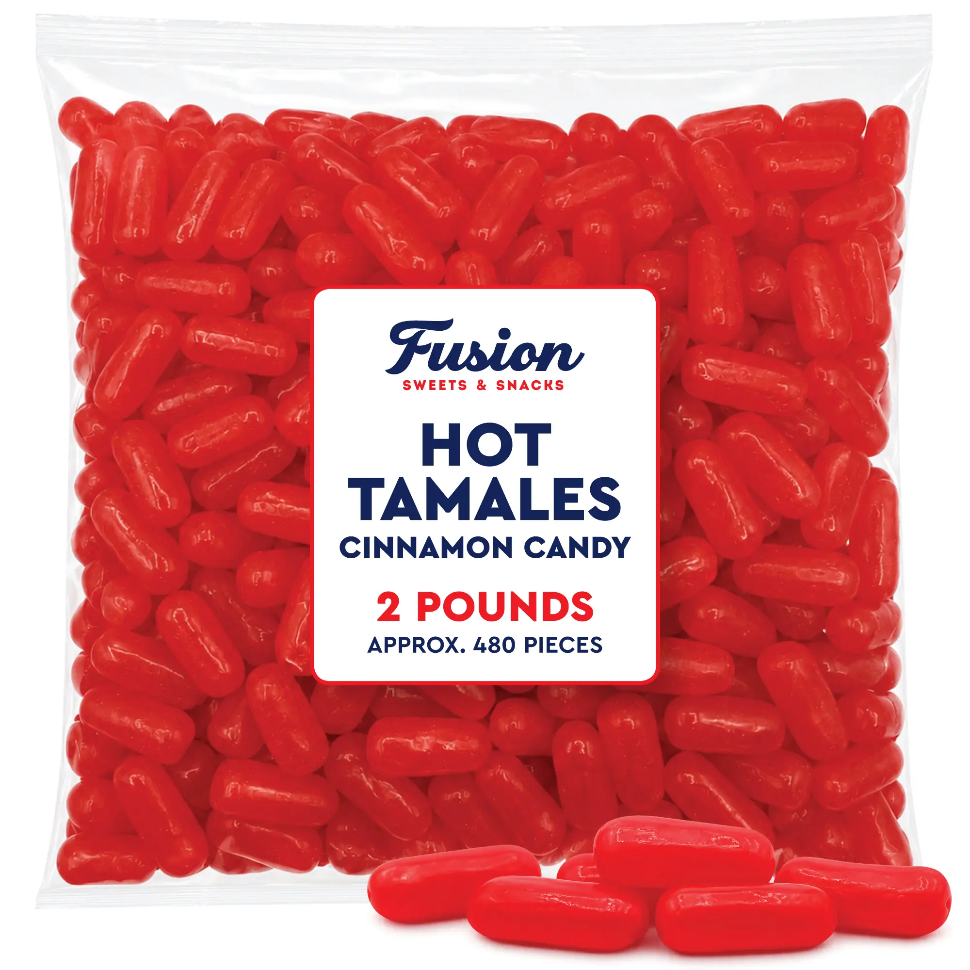 Hot Tamales Fierce Cinnamon Candy - 2 lb Bulk Large Bag, Chewy Bite-Sized Spicy Red Candy, Gluten Free, Dairy Free, Cupboard Snack