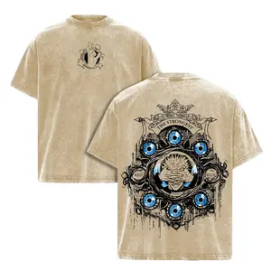 [HM 100%cotton]Gojo Satoru Six Eyes Tee Washed – Vintage Oversized Heavy Cotton Jujutsu Kaisen Execution Culling Game The Movie T-Shirt, Double Printed Retro Unisex Streetwear Graphic Top, Menswear Underwear Oversize Anime Manga JJKT-Shirt Streetwear