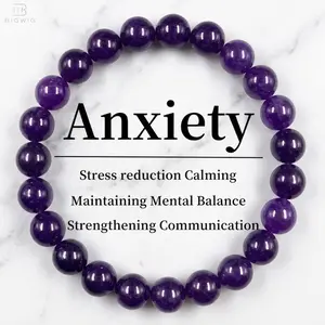 1pc Amethyst Anxiety Relief Bracelet for Women, Natural Purple Stone Jewelry, Elegant Spiritual Accessory, Daily Wear Gift for Friends and Family summervibes