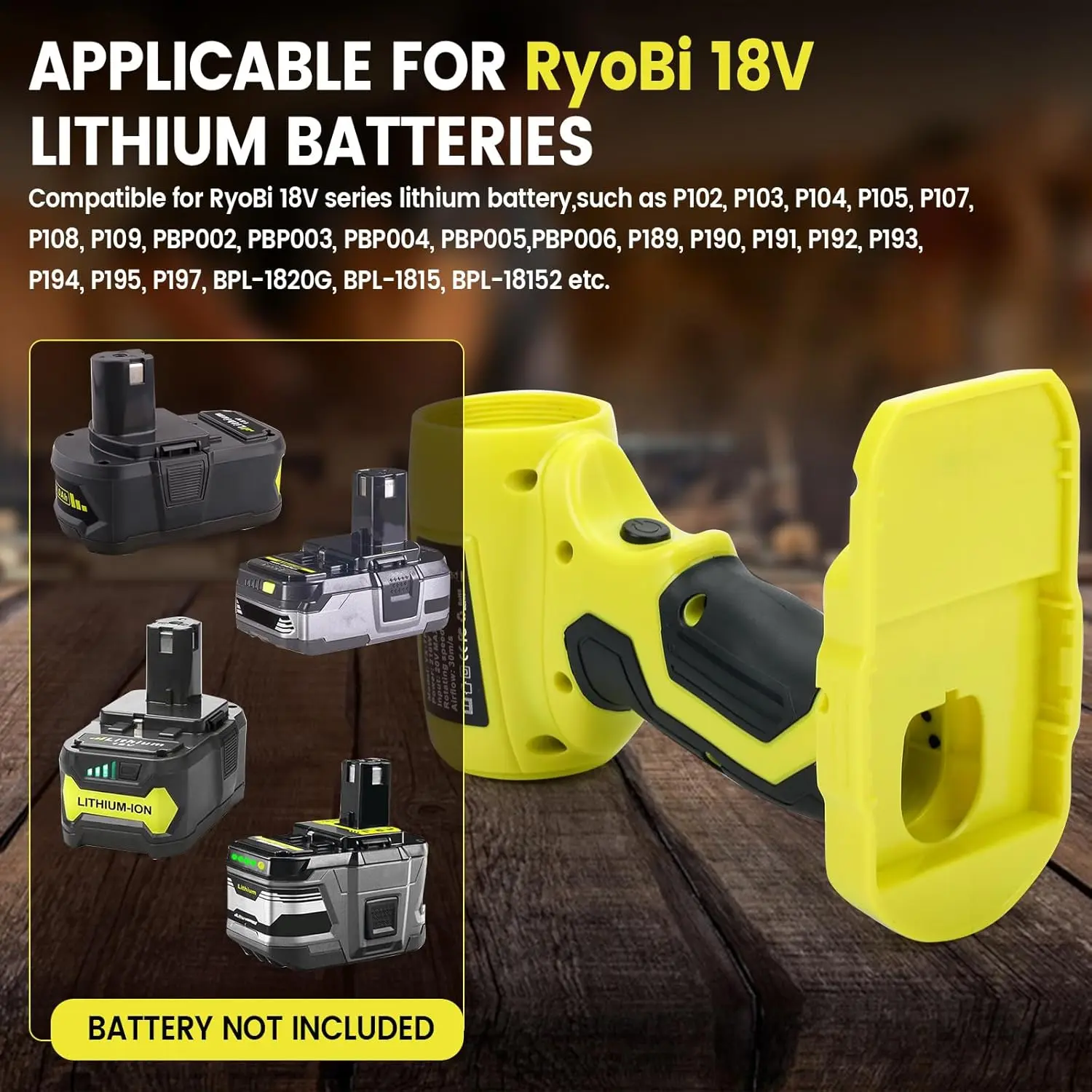 Awoyisa 2026 Upgraded Cordless Leaf Blower - 18V Ryobi 1+ Li-ion Battery Compatible, Brushless Motor, Variable Speed Mini Handheld, 5 Multi-Functional Free Nozzles, Precision Cleaning (Battery Not Included)