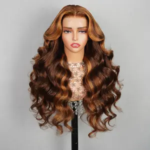 Megalook 4P30 Highlight 13x4 Lace Front Human Hair Wig 30inch HD Transparent Lace Pre Plucked Body Wave Wig