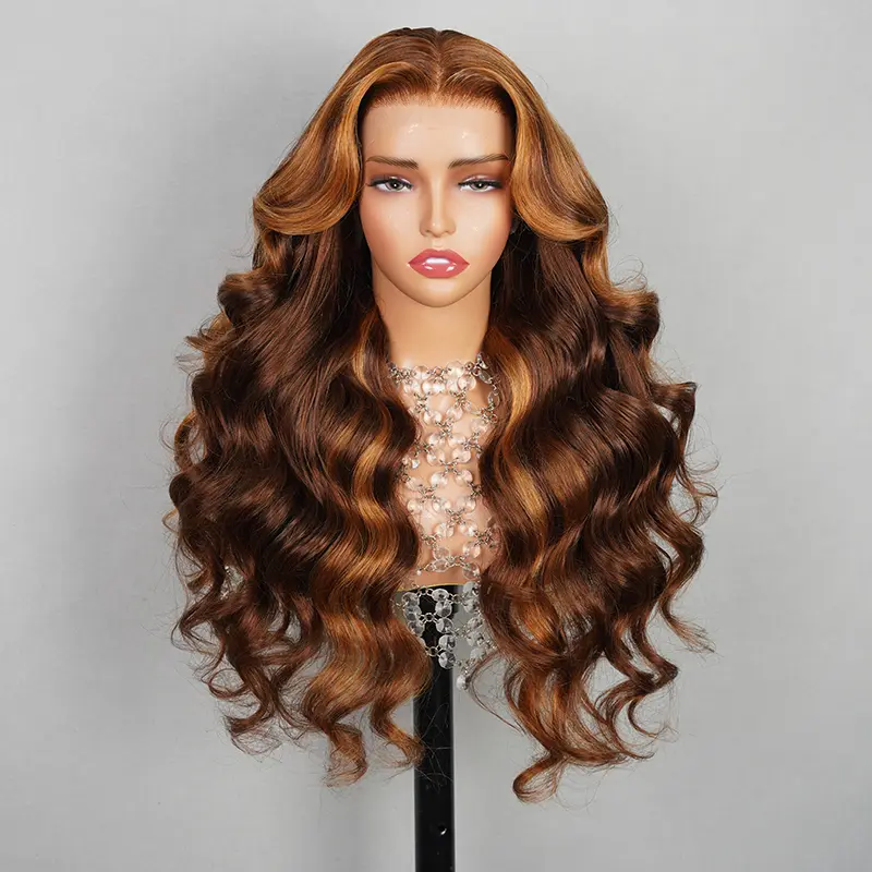 Megalook 30 Inch Body Wave Lace Front Wig, 4P30 Highlight Human Hair, 13x4 HD Transparent Lace, Pre-Plucked for a Natural Look, Female, Hd Lace Front
