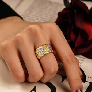 Loyalove Gold Ring Open Ring with Zircon Gold Ring for Women Silver Ring Best Gift SummerVibes