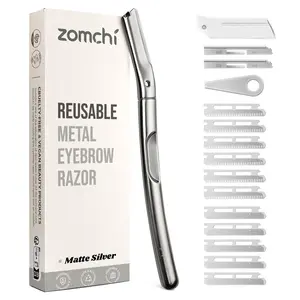 ZOMCHI Dermaplaning Tool, Dermaplaning Razor for Women & Men, Reusable Eyebrow Razor with 11 Refill Blades, Facial Razor Removes Peach Fuzz, Exfoliates Skin (Matte Silver)