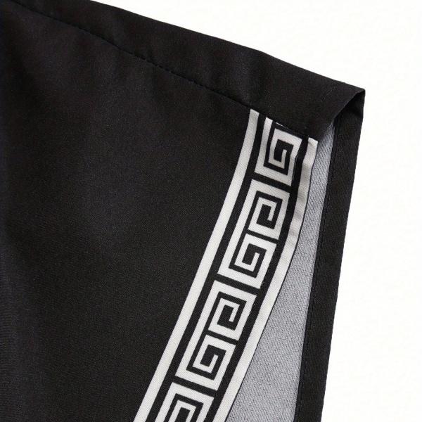 Men's All Black Outfit Set Short Sleeve Button Down Shirt with Matching Shorts Modern Minimalist Streetwear for Urban Style