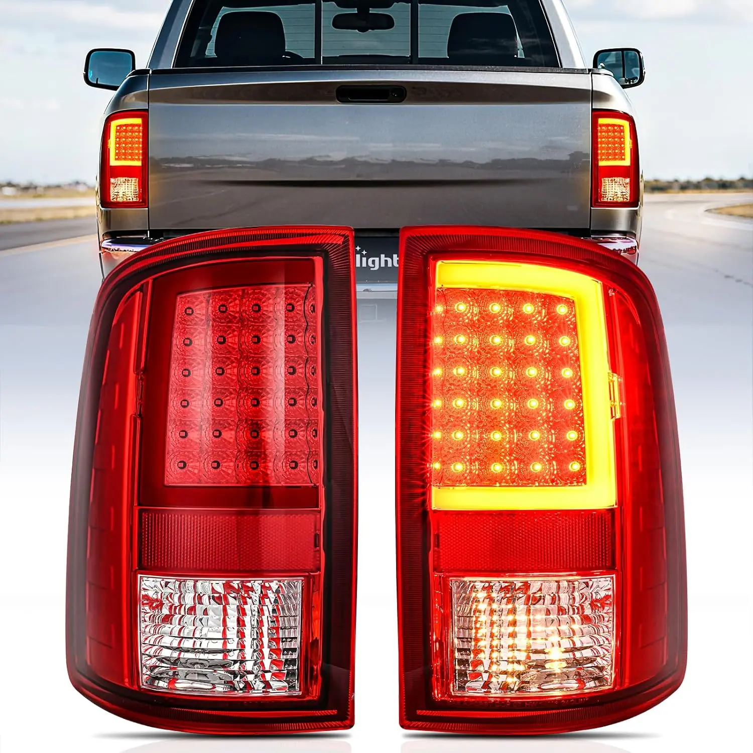 Nilight LED Tube Tail Light Assembly - Incandescent Type Upgrade LED Lights, OE Replacements with Silicon Seal for 2009-2018 Dodge Ram 1500, 2010-2018 Ram 2500/3500, DOT Certified High Impact Rear Brake Signal Lamps for Night Safety, 55277415ad 55277414ae