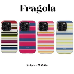OLIVIA - AMAZONIA - SUGAR - PREPPY | Fragola Brand iPhone Case –  Stripes Aesthetic Cover for iPhone 17 Pro Max/16/15/14/13/12/11 All Series | Compatible & Wireless Charging Ready | Durable & Stylish | Gift for Teen Girls, For Her And Lover