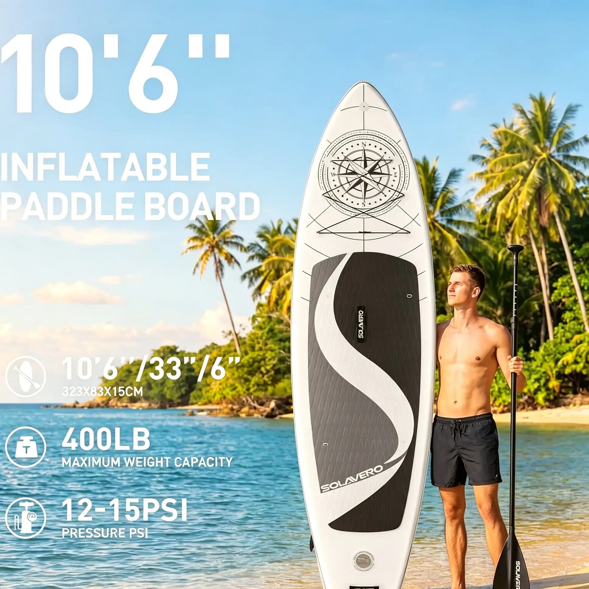 10'6" Inflatable Paddle Board for Adults| Anti-Slip SUP with Full Accessories