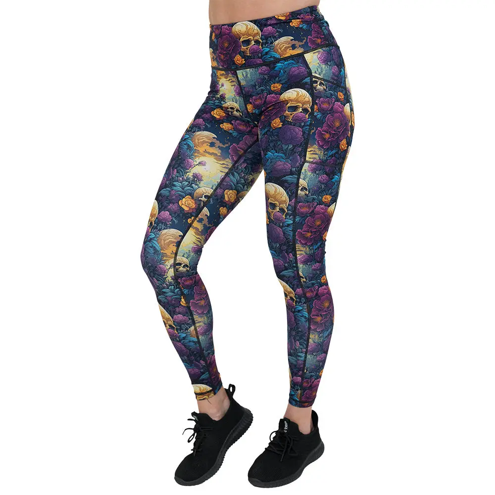 CVG Garden Of The Dead Leggings, Workout Leggings, Gym Leggings, Activewear, Squat Proof Fitness Gym Clothes Gym Bottoms