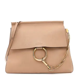 Pre-owned Chloé Smooth Calfskin and Suede Shoulder Bags Calfskin Medium Faye Shoulder Bag Biscotti Beige