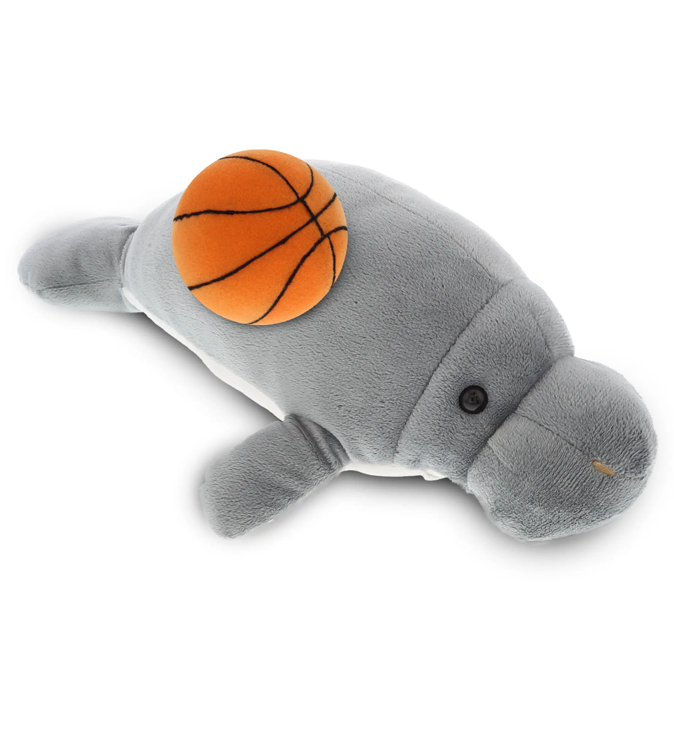 DOLLIBU 15in Snuggly Polyester Manatee Basketball Stuffed Toy - Wild Collection, Sports Themed, 15l×9w×5.5h in Fabric, Animals & Nature, Unisex Kids Gift, House Decoration, Sports Adorable Playtime Plush Toy, Children Development Item