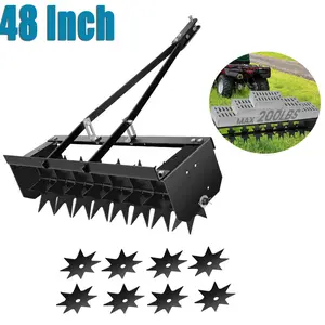 48 Inch Tow Behind Aerator, 200 LBS Heavy Duty Rolling Lawn Aerator, Manual Tow Behind Aerator with Rotary Spike for Lawn,Yard and Garden, Black