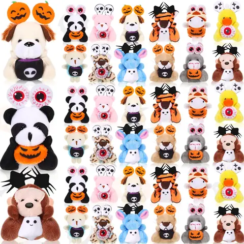 12/24/36 Pack Halloween Party Favors Stuffed Animal Keychains Gifts for Kids Students, Mini Plush and Non-Candy Treats for Classroom Parties, Trick-or-Treat Bags and Goodie Bags