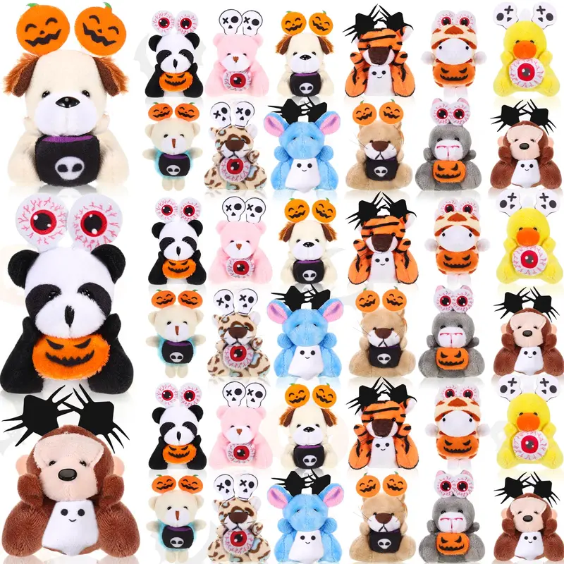 12/24/36 Pack Halloween Party Favors Stuffed Animal Keychains Gifts for Kids Students, Mini Plush and Non-Candy Treats for Classroom Parties, Trick-or-Treat Bags and Goodie Bags