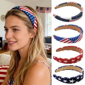 US Flag Independence Day Headband — Star-and-Stripe Padded Headband for High Crown Volume — Festive Party Hair Accessory
